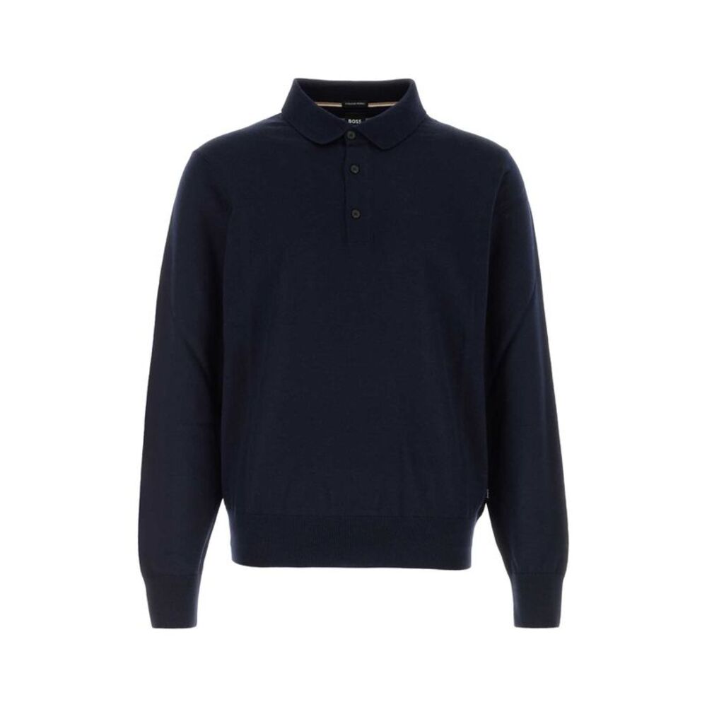 Boss Men Navy Blue Wool Polo Shirt